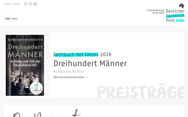 Screenshot of deutscher-sachbuchpreis.de