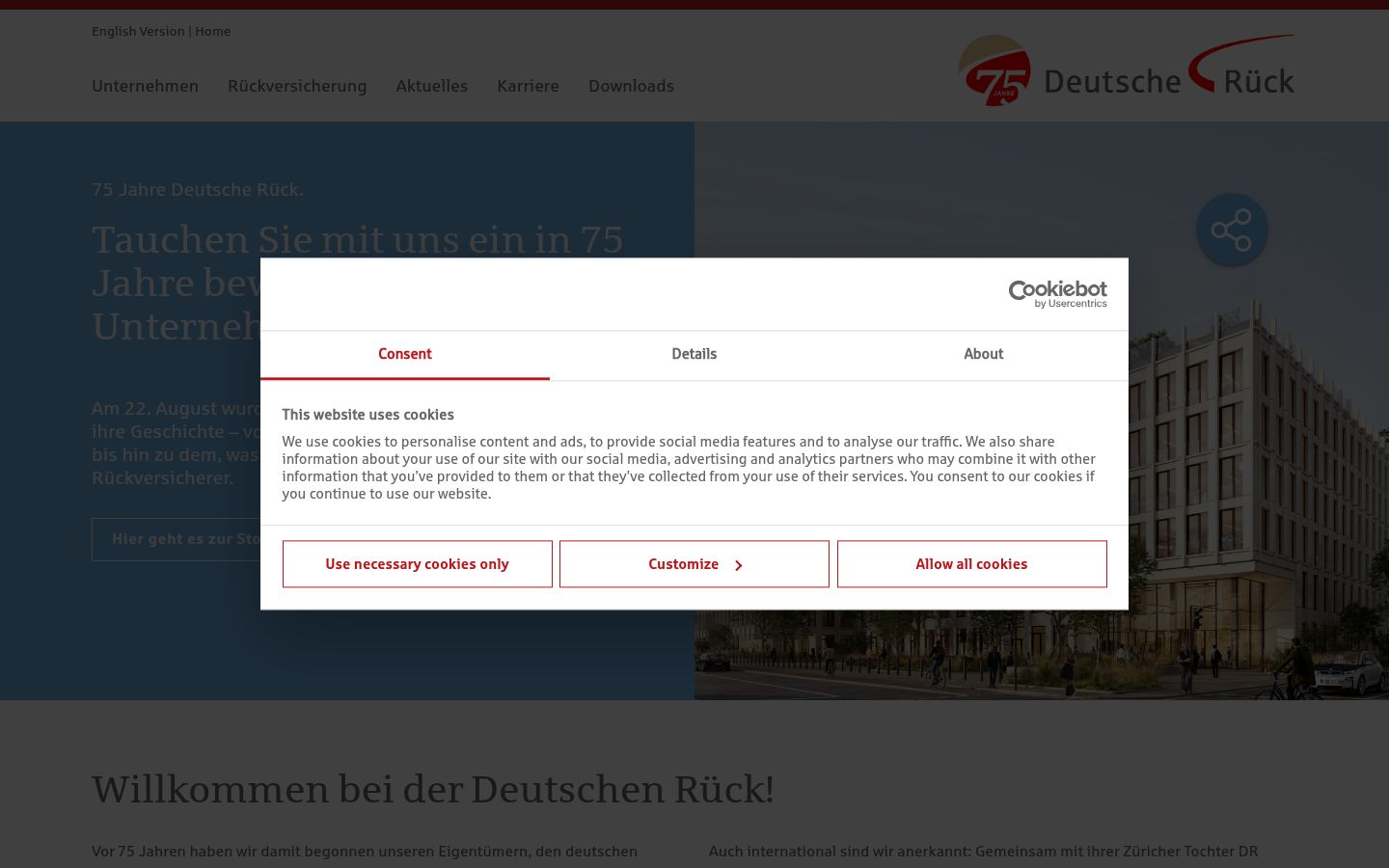 Screenshot of the consent banner shown before any interaction