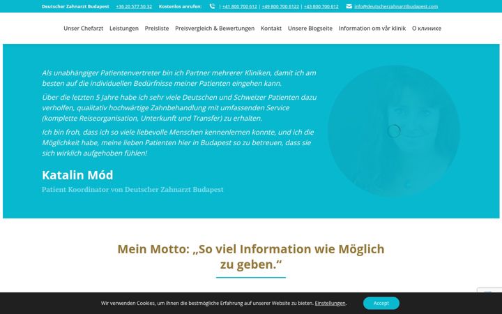 Screenshot of deutscherzahnarztbudapest.com