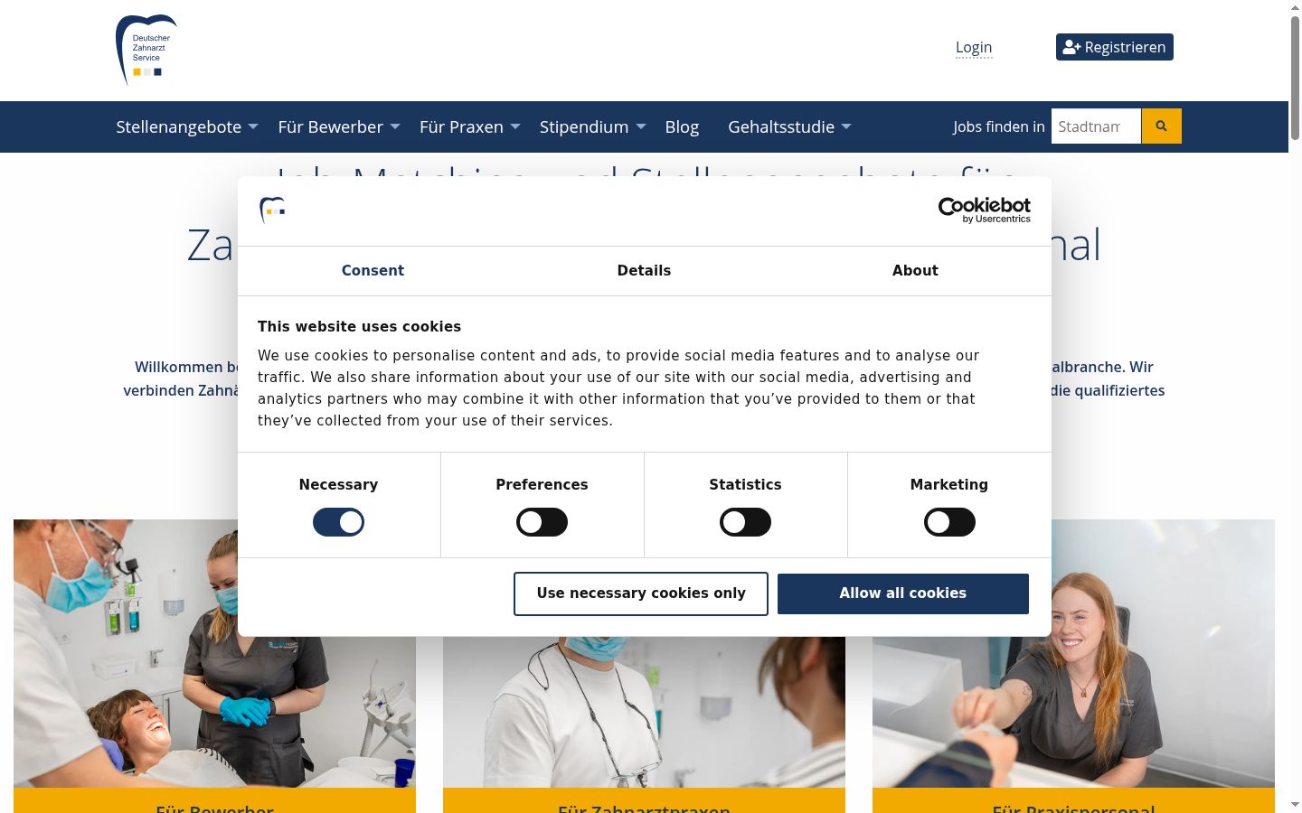 Screenshot of the consent banner shown before any interaction