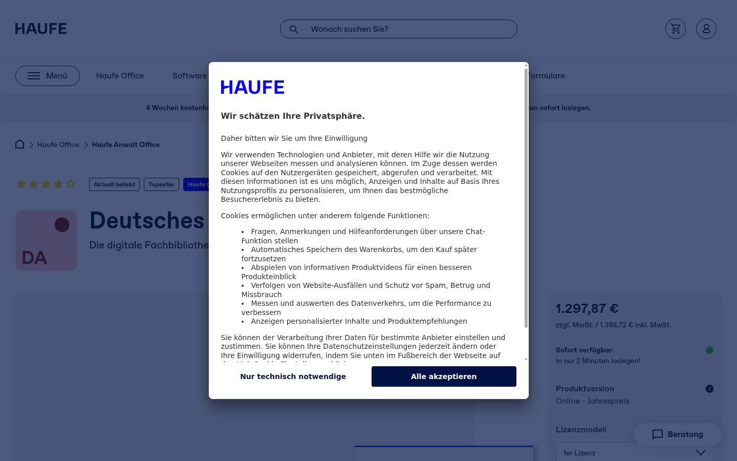 Screenshot of the consent banner shown before any interaction