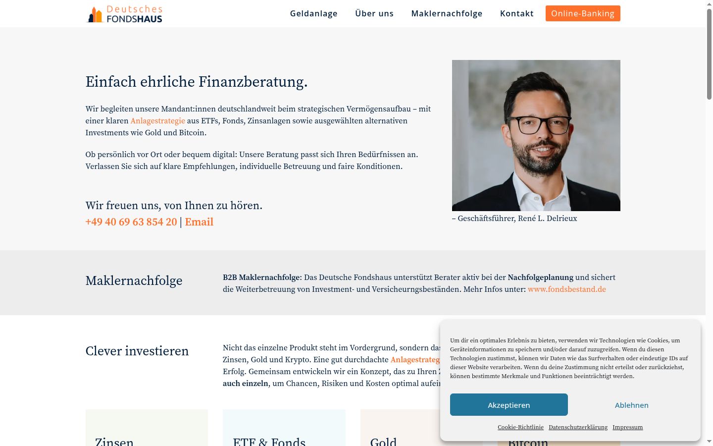 Skærmbillede af samtykkebanneret, som det blev vist før nogen interaktion