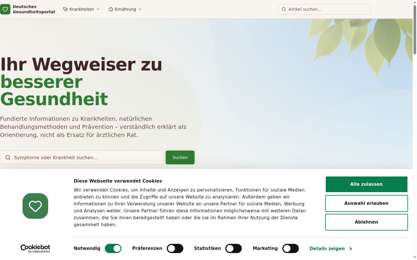 Screenshot del banner di consenso mostrato prima di qualsiasi interazione