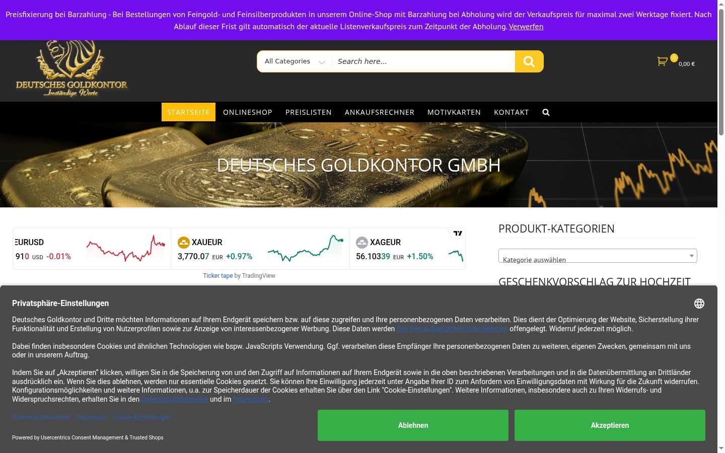Screenshot tal-banner tal-kunsens muri qabel kwalunkwe interazzjoni