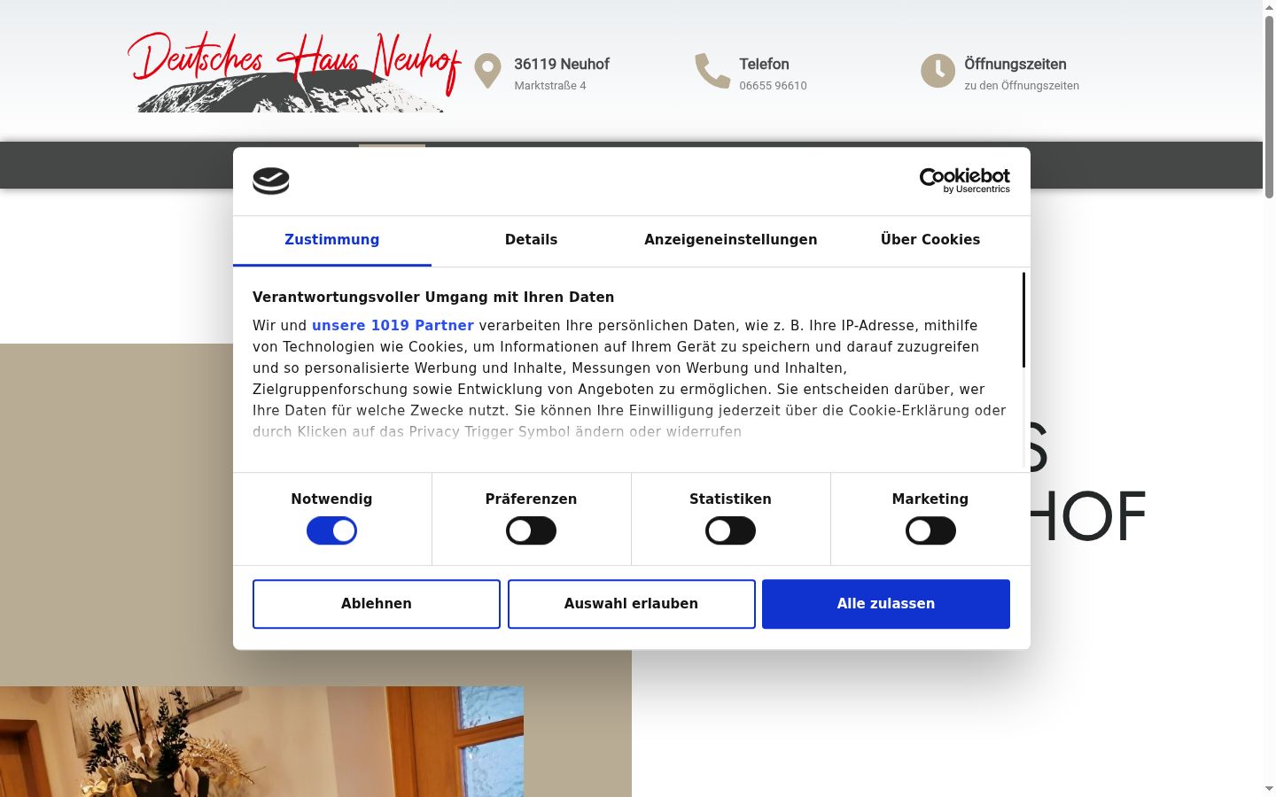Screenshot of the consent banner shown before any interaction