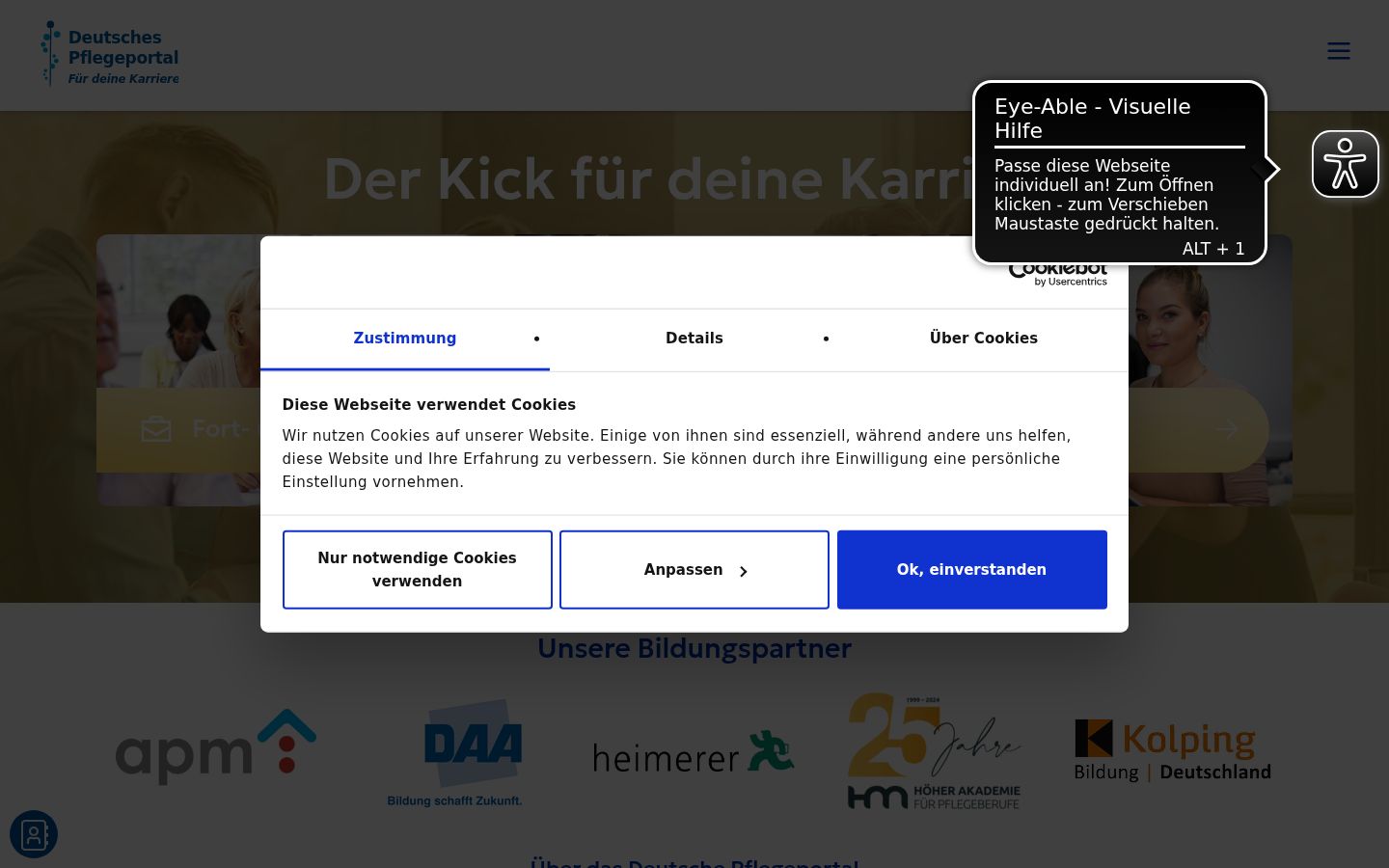 Screenshot of the consent banner shown before any interaction