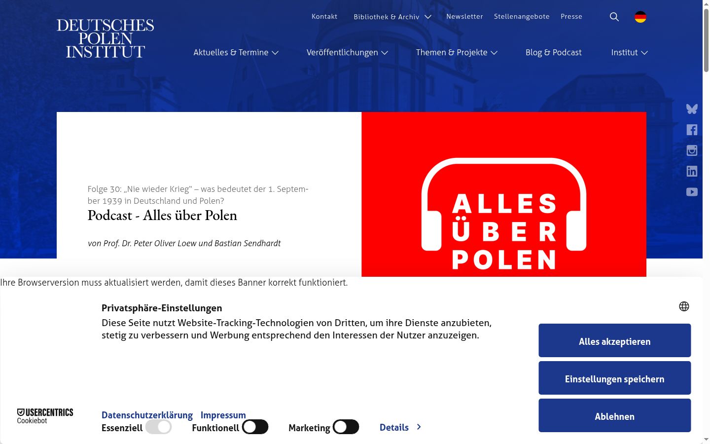 Screenshot of the consent banner shown before any interaction