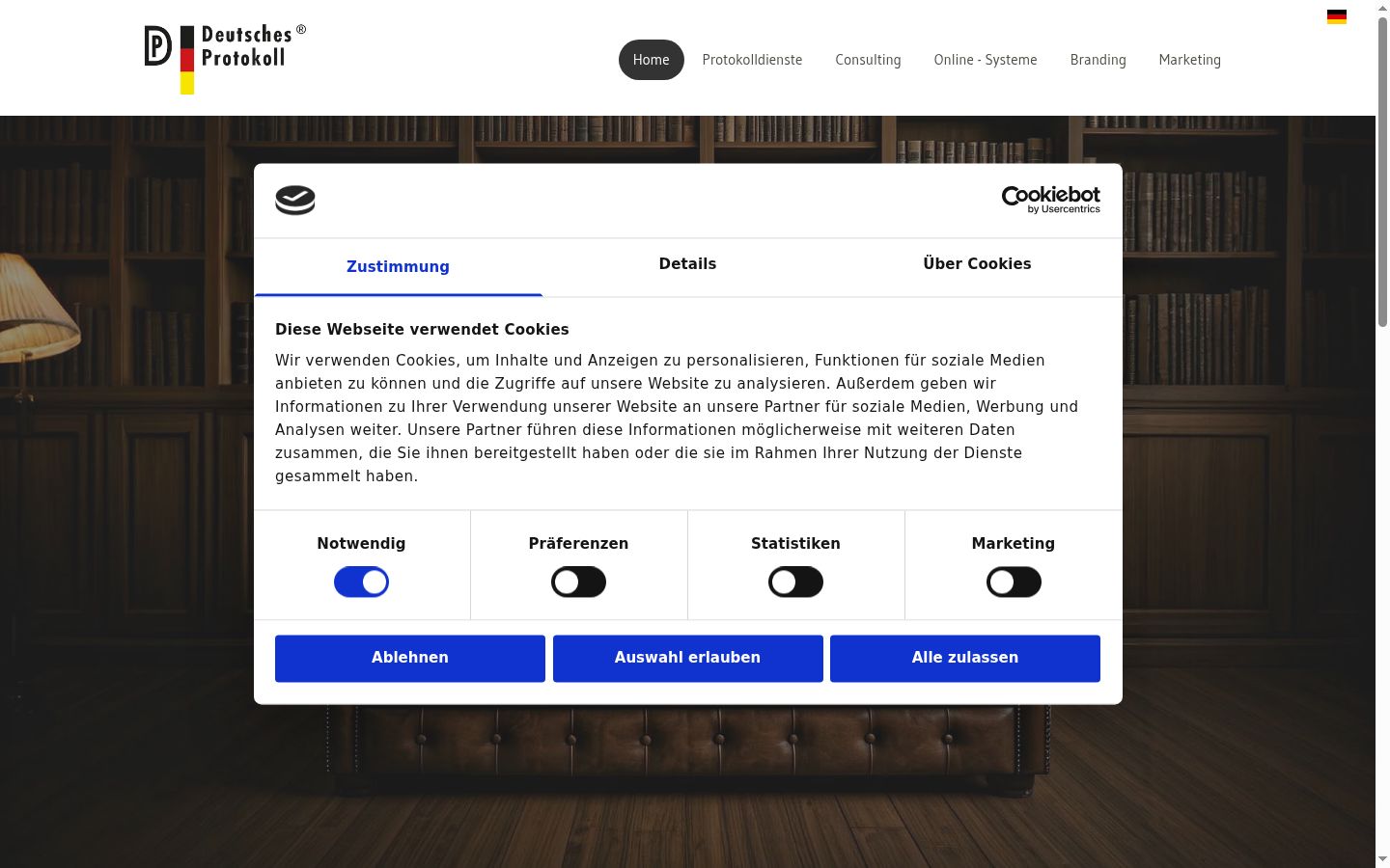 Screenshot of the consent banner shown before any interaction