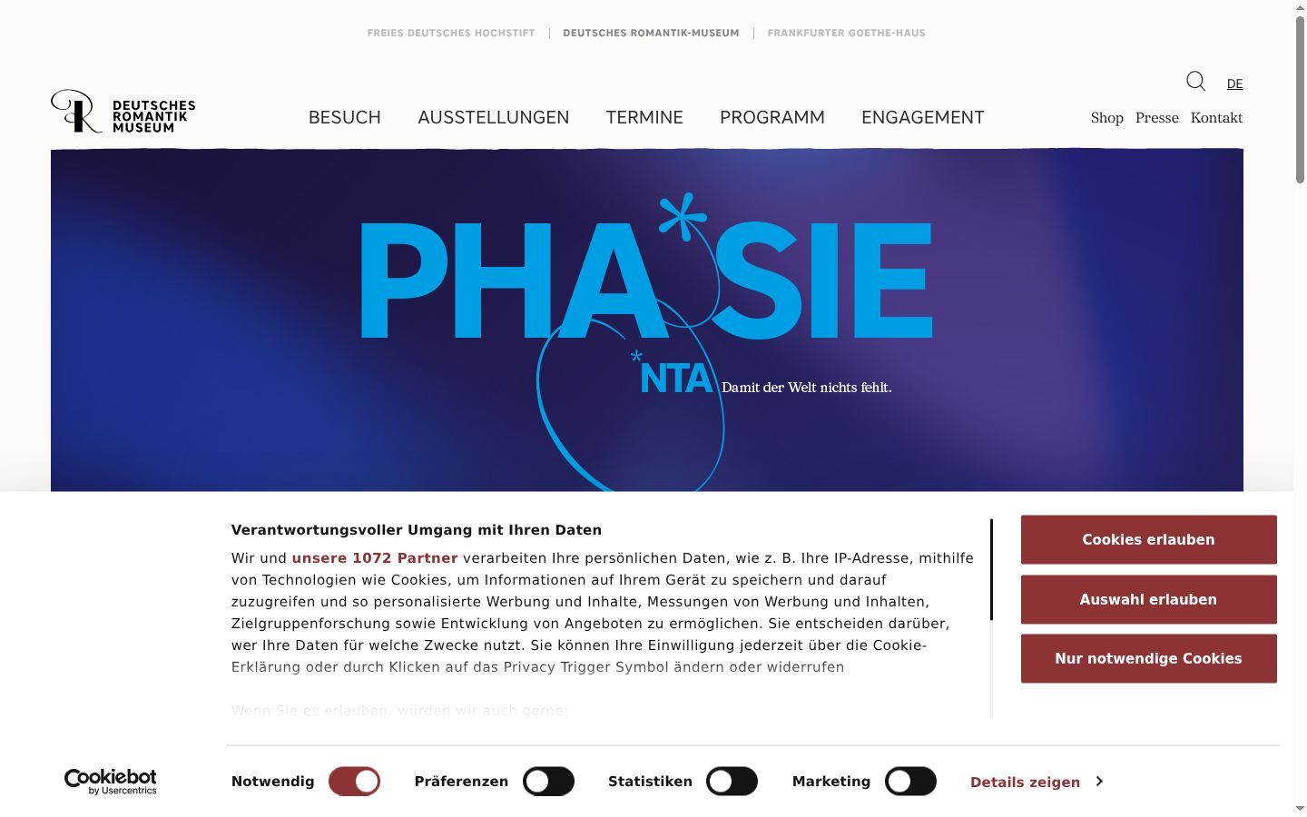 Screenshot of the consent banner shown before any interaction