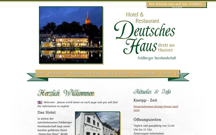 Zrzut ekranu deutscheshaus-feldberg.de