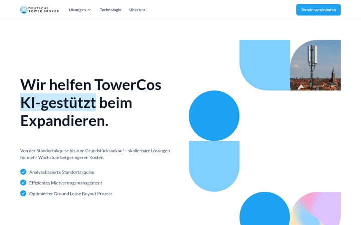 Captură de ecran a deutschetowerbroker.de