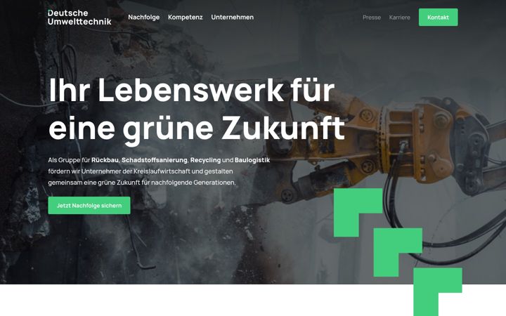 Captură de ecran a deutscheumwelttechnik.de