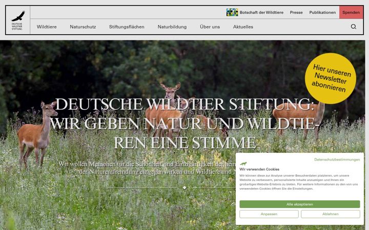 Captură de ecran a deutschewildtierstiftung.de
