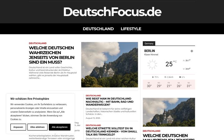 Captură de ecran a deutschfocus.de