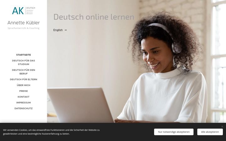 Captură de ecran a deutschkurs-kuebler.de