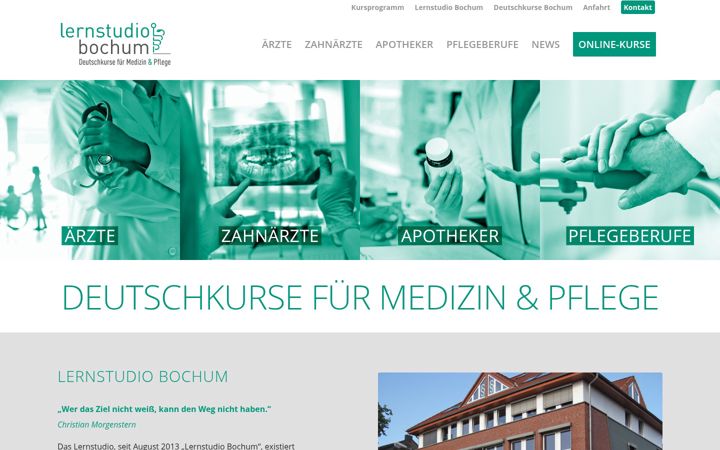 Captură de ecran a deutschkurse-medizin-pflege.de