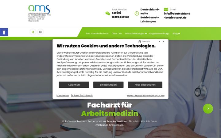 Captură de ecran a deutschland-betriebsarzt.de