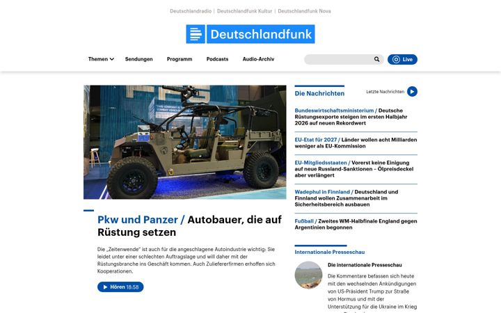 Screenshot του deutschlandfunk.de