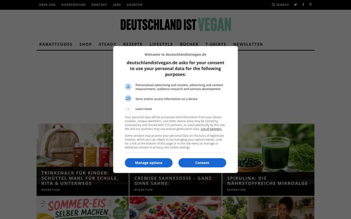Captură de ecran a deutschlandistvegan.de