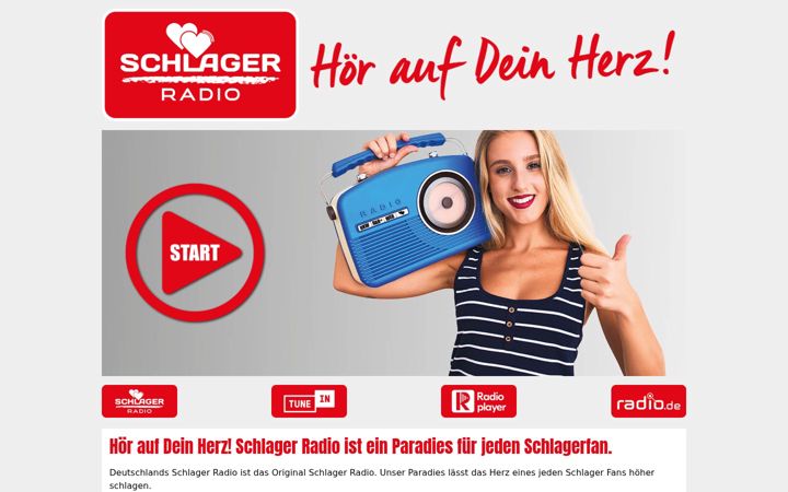 Captură de ecran a deutschlands-schlager-radio.de