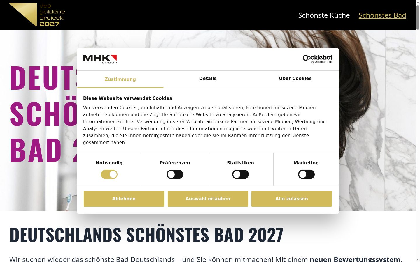 Ekrānuzņēmums ar piekrišanas baneri, kas tika rādīts pirms jebkādas mijiedarbības