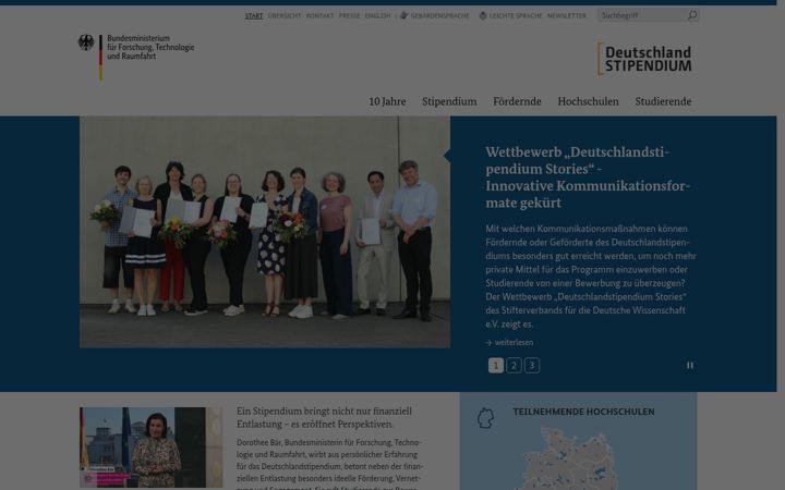 Capture d'écran de deutschlandstipendium.de