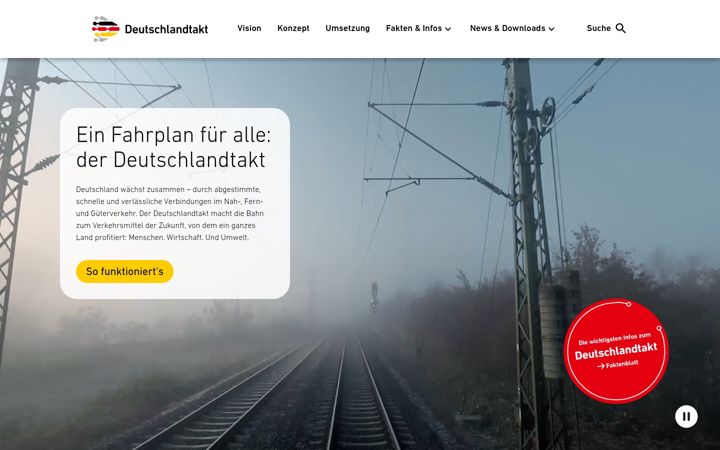 Captură de ecran a deutschlandtakt.de