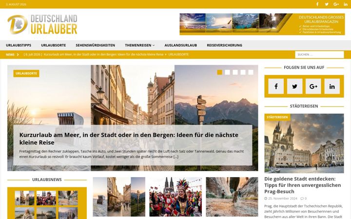 Captură de ecran a deutschlandurlauber.de