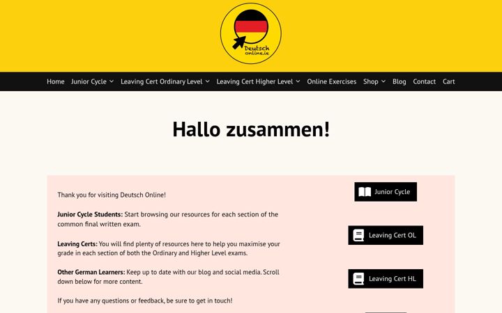 Skærmbillede af deutschonline.ie