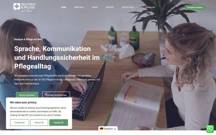 Screenshot of deutschundpflege.com