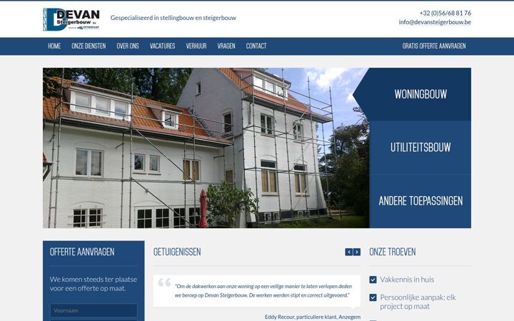 Screenshot of devansteigerbouw.be