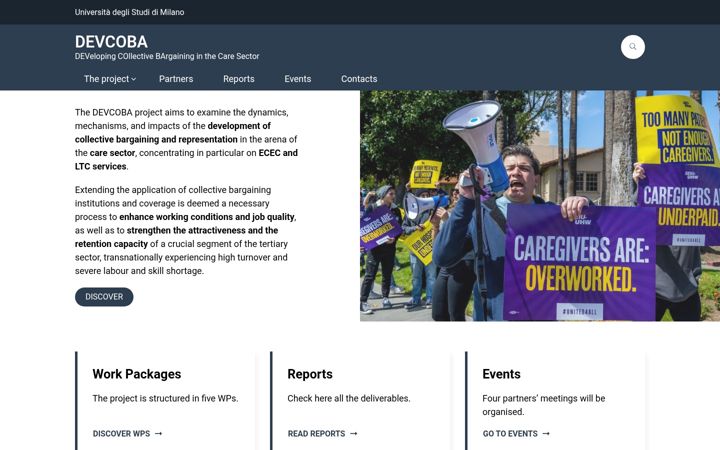 Screenshot of devcoba.unimi.it