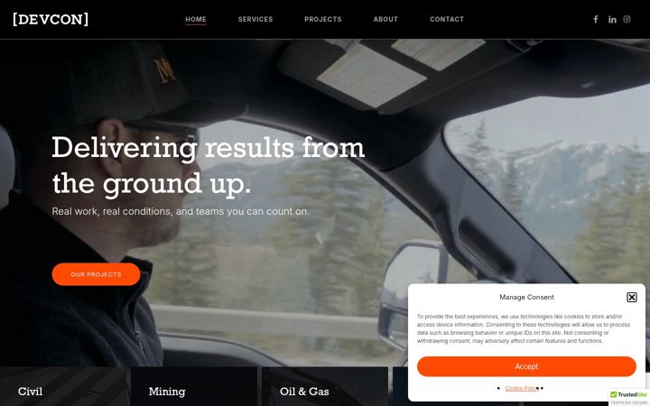Skärmbild av devconinc.ca