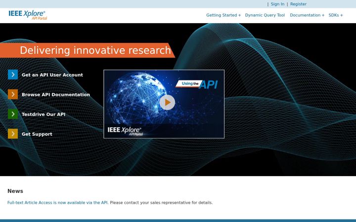 Screenshot of developer.ieee.org