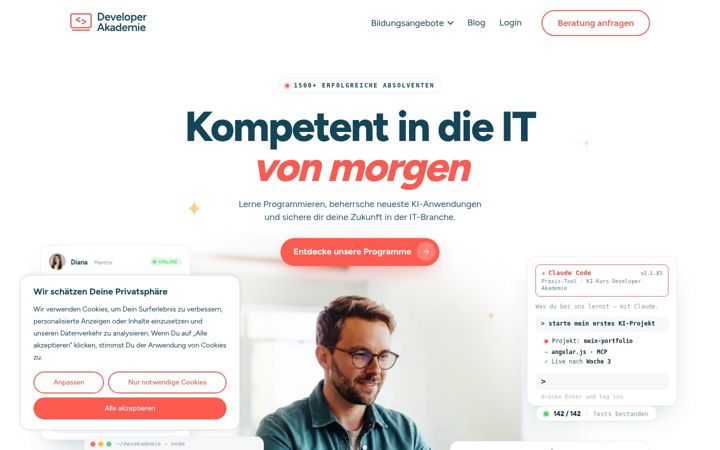 Screenshot of developerakademie.com