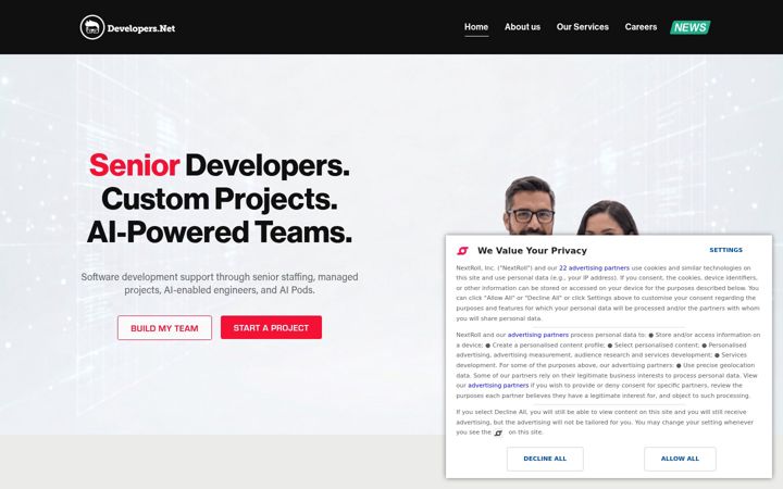 Captură de ecran a developers.net