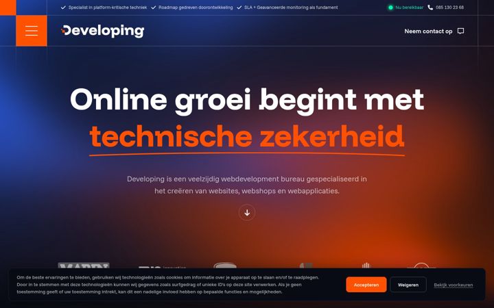 Screenshot of developing.nl