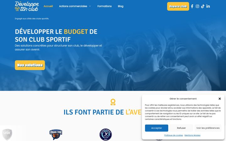 Ekraanipilt saidist developpetonclub.fr