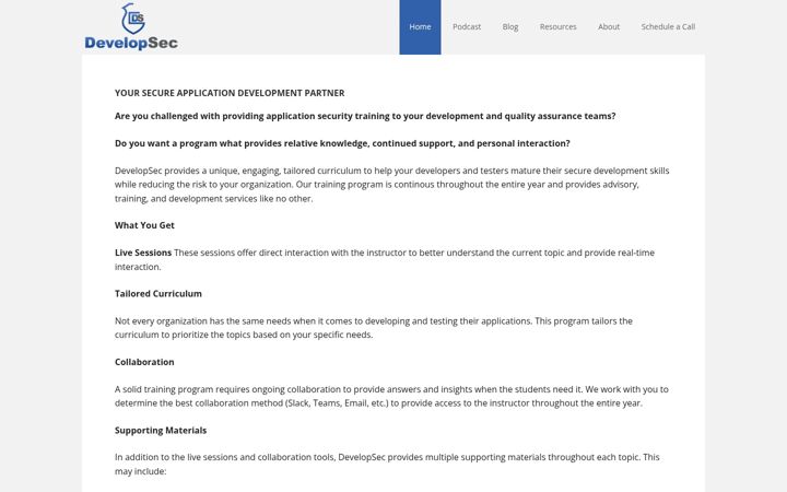 Screenshot of developsec.com