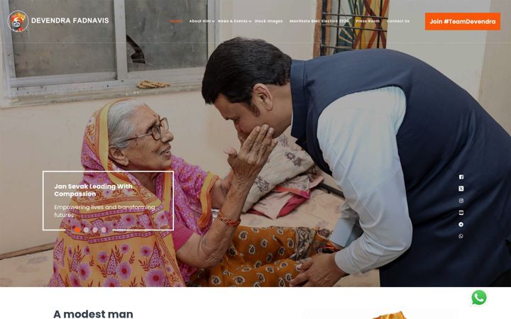 Kuvakaappaus sivustosta devendrafadnavis.in