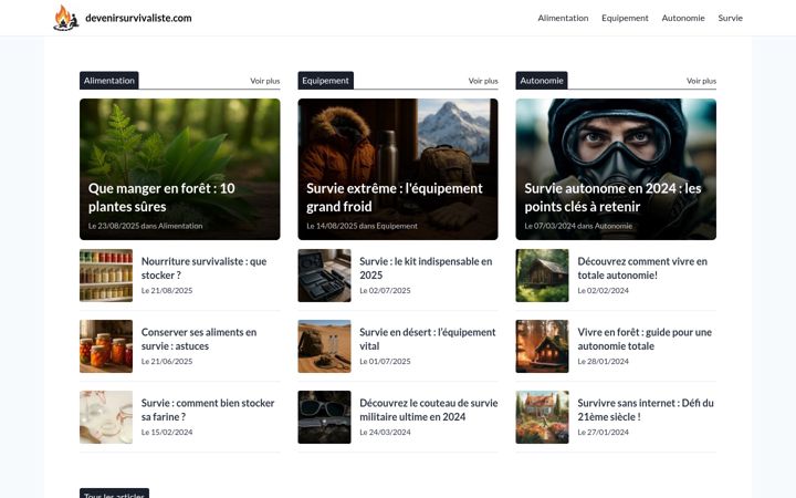 Screenshot of devenirsurvivaliste.com
