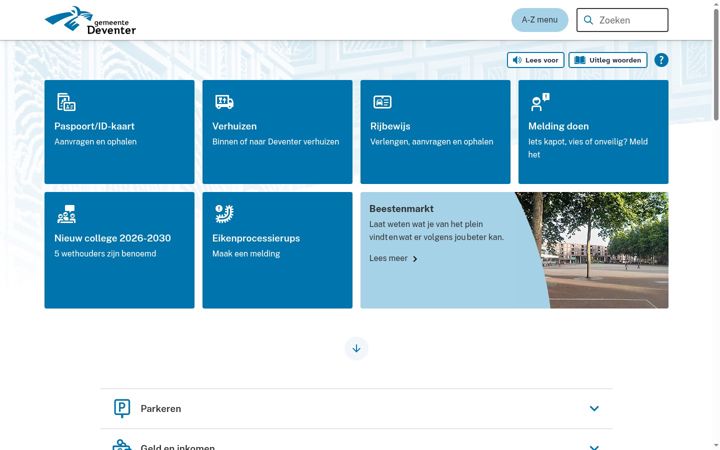 Screenshot του deventer.nl