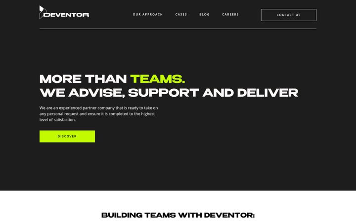 Skärmbild av deventor.io