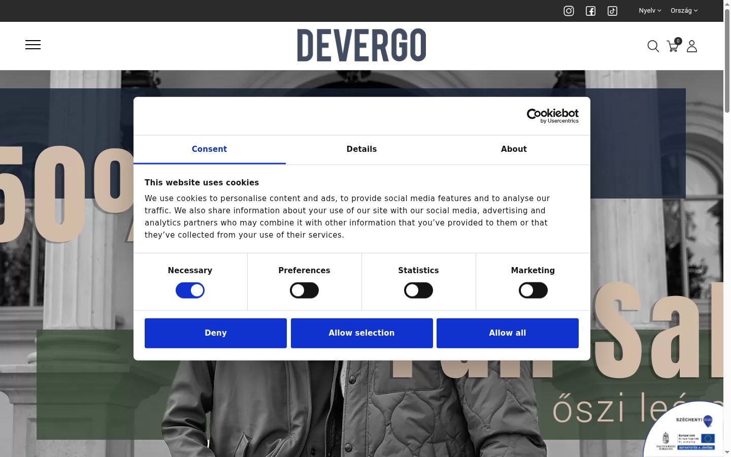 Screenshot of the consent banner shown before any interaction