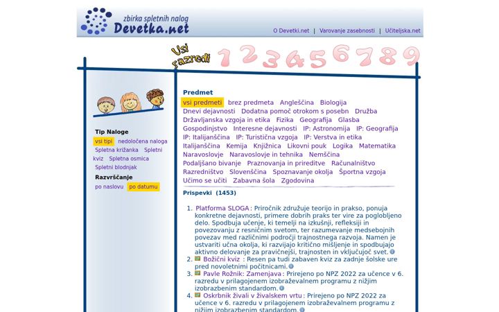 Captură de ecran a devetka.net