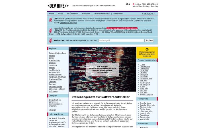 Screenshot of devhire.de