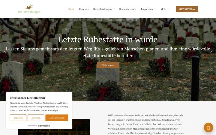 Screenshot of devi-bestattungen.de