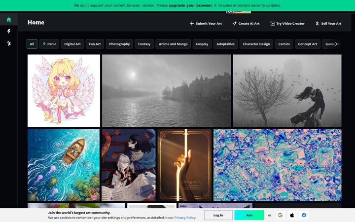 Screenshot ta' deviantart.com