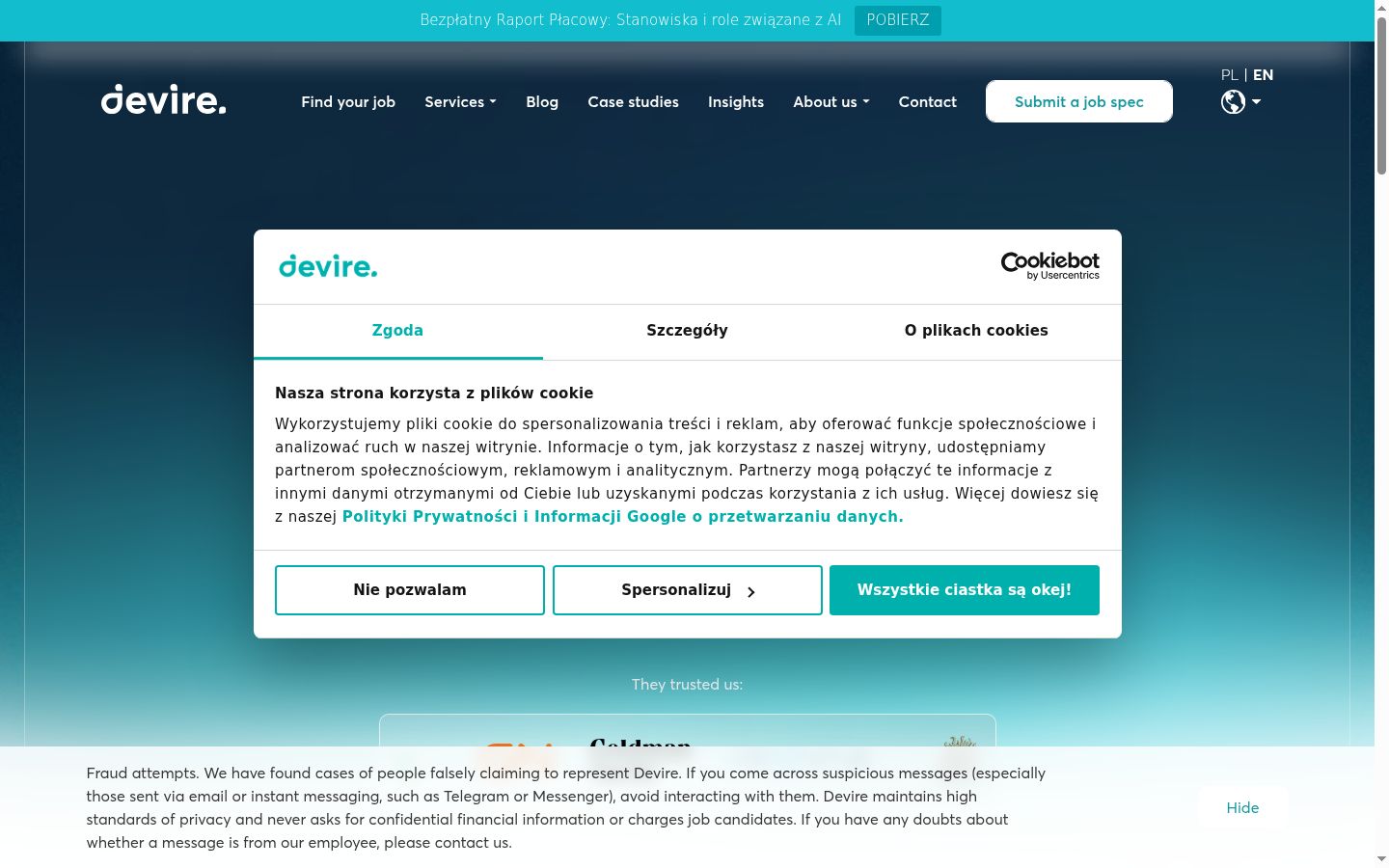 Screenshot of the consent banner shown before any interaction