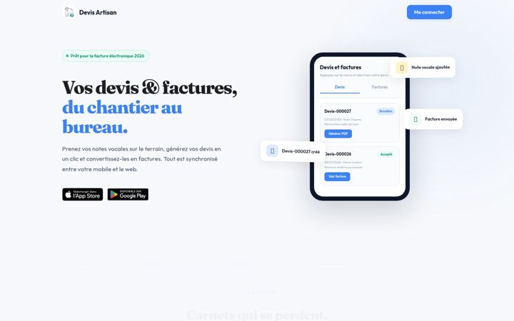 Screenshot of devis-artisans.app